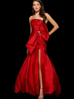 Robe de bal sirène sans bretelles en taffetas longueur au sol plissée robes de soirée formelles