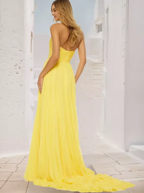 Robe de bal trapèze col en c艙ur traîne Court sans manches fermeture éclair plissée robes de soirée sociale