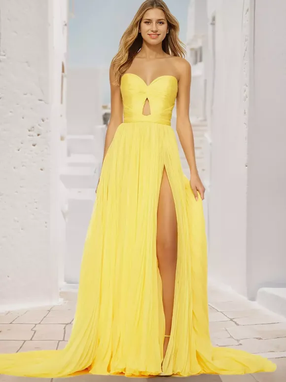Robe de bal trapèze col en c艙ur traîne Court sans manches fermeture éclair plissée robes de soirée sociale