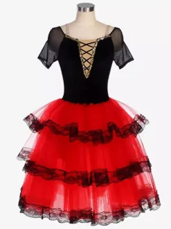 Robe de ballerine blanche à lacets et épaules dénudées pour petite fille en polyester tenue de spectacle
