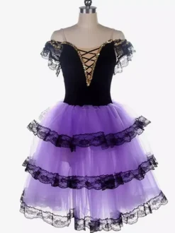 Robe de ballerine blanche à lacets et épaules dénudées pour petite fille en polyester tenue de spectacle