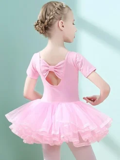 Robe de ballet lilas femme enfant danseuse découpée volants oeuvre plissée mélange de coton robe tunique vêtements de performance costume de danse