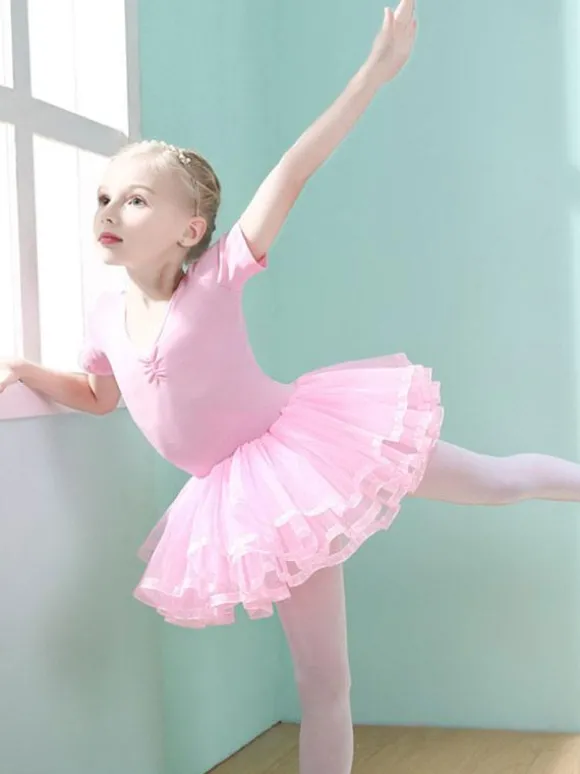 Robe de ballet lilas femme enfant danseuse découpée volants oeuvre plissée mélange de coton robe tunique vêtements de performance costume de danse