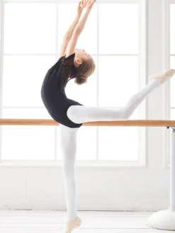 Robe de ballet noir fille ballerine enfant dentelle plissée 艙uvre dos nu mélange de coton combinaison vêtements de performance