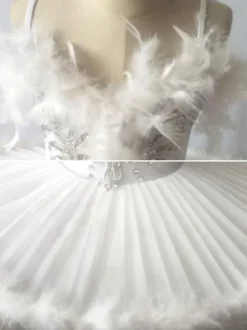 Robe de Ballet noire pour fille ballerine plumes volants dentelle Polyester vêtements de danse