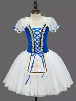 Robe de ballet rouge en dentelle bandage pour fille robe de ballerine en polyester tenue de danse