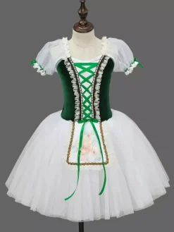 Robe de ballet rouge en dentelle bandage pour fille robe de ballerine en polyester tenue de danse