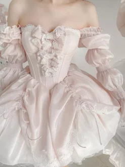 Robe de ballet Sweet Lolita noire à manches longues et n艙uds avec traîne.