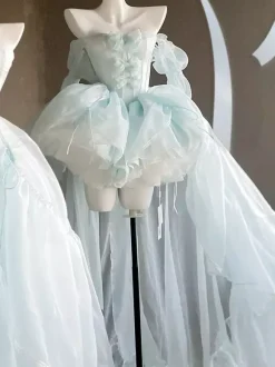 Robe de ballet Sweet Lolita noire à manches longues et n艙uds avec traîne.