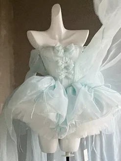 Robe de ballet Sweet Lolita noire à manches longues et n艙uds avec traîne.