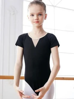 Robe de Ballet Vert Ballerine Enfants Plissée Découpé Bloc de Couleur Formant Combinaison Vêtements De Danse costume de danse fille