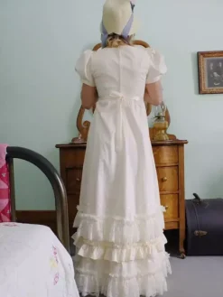 Robe De Brigerton Robe Régence Écru Blanc Rétro Costumes Dentelle Polyester Robe Marie Antoinette Costume Femmes Vintage Fête Robe De Bal