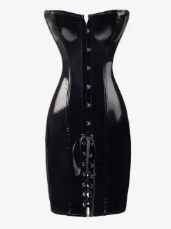 Robe De Club Pour Femmes Robe Sexy Sans Bretelles Noires À Lacets