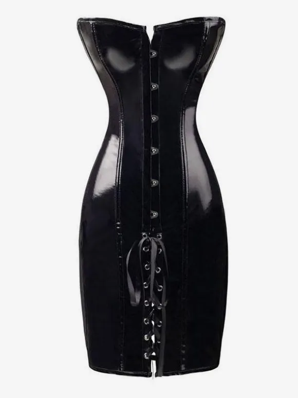 Robe De Club Pour Femmes Robe Sexy Sans Bretelles Noires À Lacets