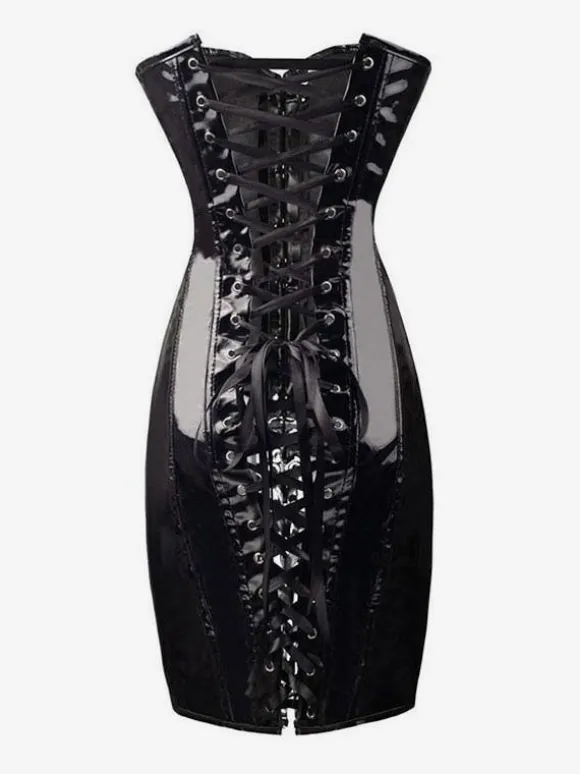 Robe De Club Pour Femmes Robe Sexy Sans Bretelles Noires À Lacets