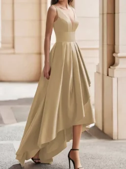 Robe de cocktail mariage robe de soirée col rond sans manche dos nu