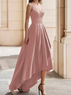 Robe de cocktail mariage robe de soirée col rond sans manche dos nu