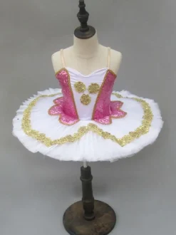 Robe de danse de ballet rose Sequin Straps Robe Girls Tutu Robes Déguisements Halloween