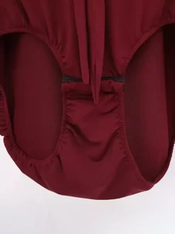 Robe de danse pour femmes manches longues décolleté en ruban costumes de danse de salon