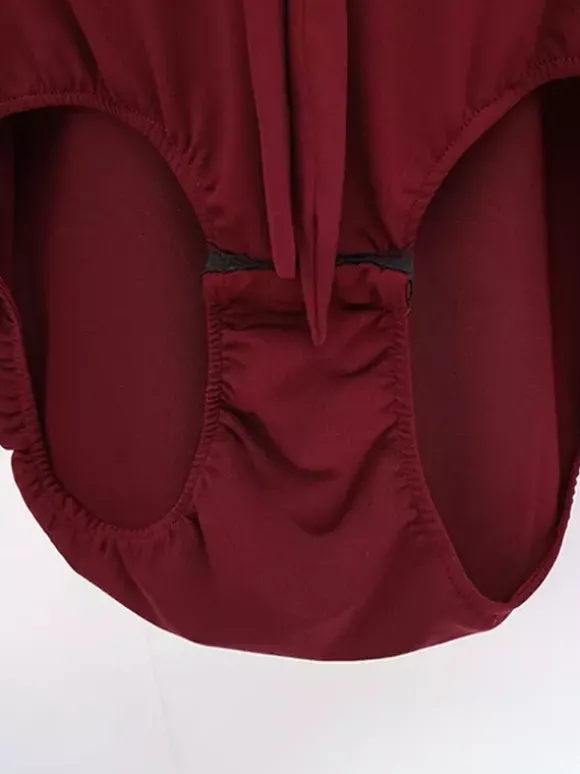 Robe de danse pour femmes manches longues décolleté en ruban costumes de danse de salon