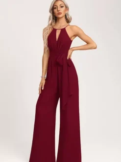 Robe de demoiselle d'honneur combinaison longueur au sol fermeture éclair en mousseline robe de soirée de mariage