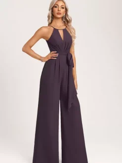 Robe de demoiselle d'honneur combinaison longueur au sol fermeture éclair en mousseline robe de soirée de mariage
