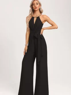 Robe de demoiselle d'honneur combinaison longueur au sol fermeture éclair en mousseline robe de soirée de mariage