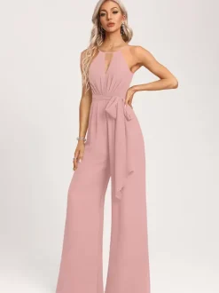 Robe de demoiselle d'honneur combinaison longueur au sol fermeture éclair en mousseline robe de soirée de mariage