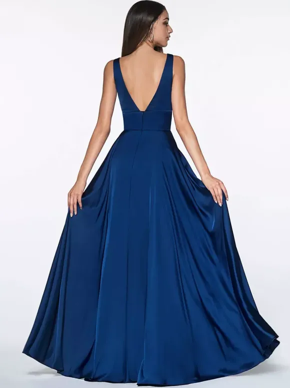 Robe de demoiselle d'honneur en soie élastique comme du satin robe de bal sirène au sol