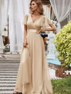 Robe de demoiselle d'honneur en tulle coupe trapèze longueur au sol robe de cortège nuptial
