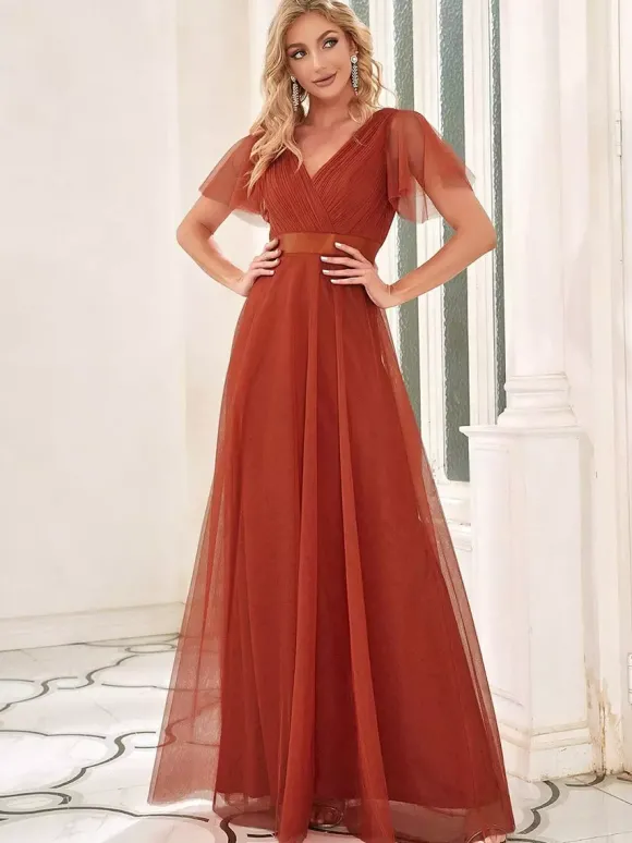 Robe de demoiselle d'honneur en tulle coupe trapèze longueur au sol robe de cortège nuptial