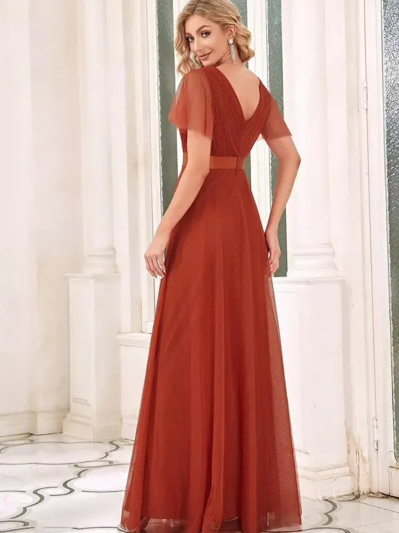 Robe de demoiselle d'honneur en tulle coupe trapèze longueur au sol robe de cortège nuptial