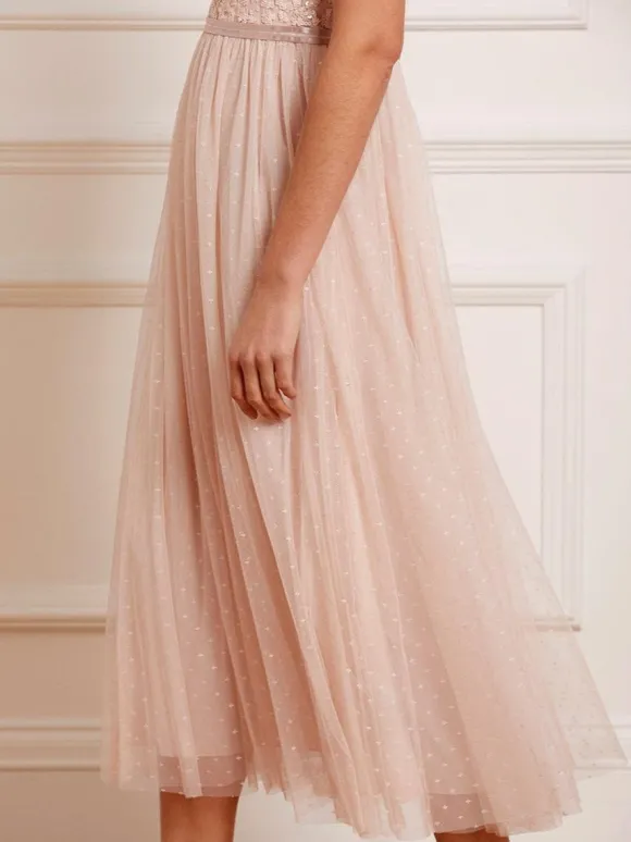 Robe de demoiselle d'honneur en dentelle Robe cocktail mariage à bretelle décoré des paillites