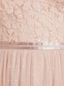 Robe de demoiselle d'honneur en dentelle Robe cocktail mariage à bretelle décoré des paillites