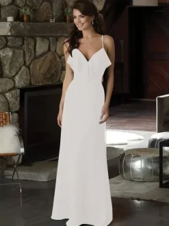 Robe de demoiselle d'honneur en mousseline de soie robe de bal trapèze longueur au sol