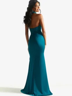 Robe de demoiselle d'honneur en tissu satiné gaine longueur au sol robe de soirée de mariage