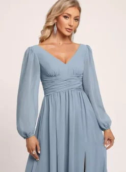 Robe de demoiselle d'honneur trapèze longueur au sol fermeture éclair robes formelles en mousseline de soie