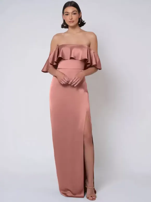 Robe de demoiselle d'honneur en satin robe de bal longue pour mariage