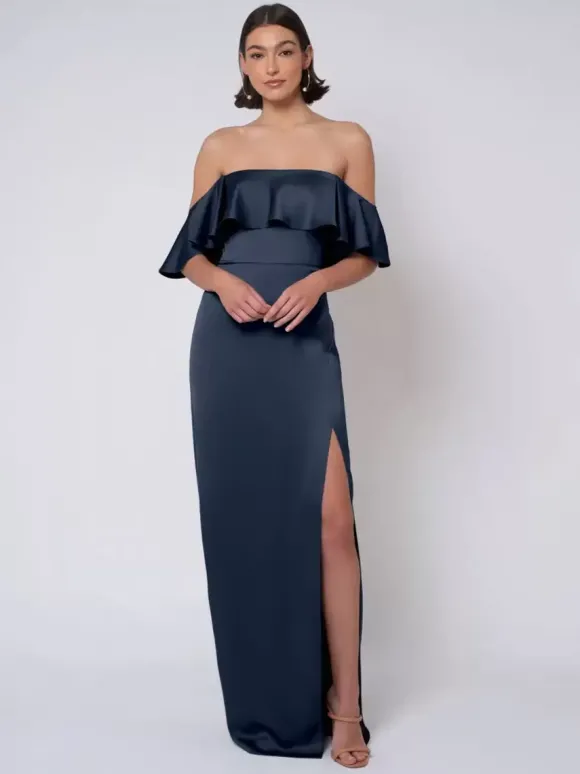 Robe de demoiselle d'honneur en satin robe de bal longue pour mariage