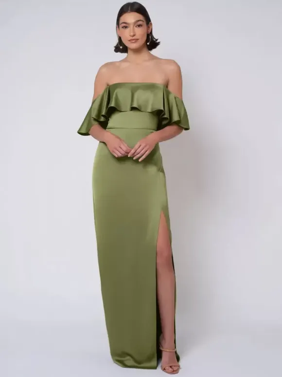 Robe de demoiselle d'honneur en satin robe de bal longue pour mariage