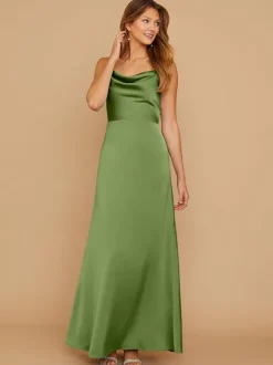 Robe de demoiselle d'honneur en satin à bretelle zip sur dos