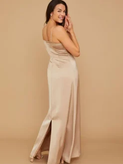 Robe de demoiselle d'honneur en satin à bretelle zip sur dos