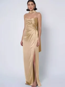 Robe de demoiselle d'honneur en tissu satiné robe de bal longueur au sol robe de soirée de mariage