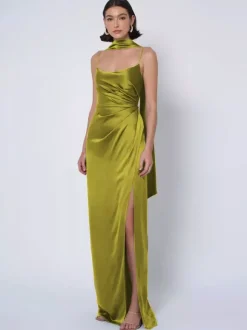 Robe de demoiselle d'honneur en tissu satiné robe de bal longueur au sol robe de soirée de mariage
