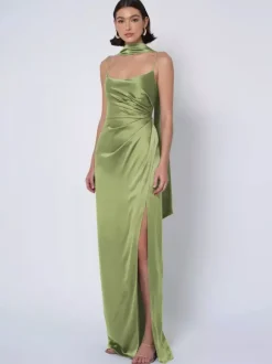 Robe de demoiselle d'honneur en tissu satiné robe de bal longueur au sol robe de soirée de mariage