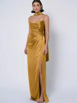 Robe de demoiselle d'honneur en tissu satiné robe de bal longueur au sol robe de soirée de mariage