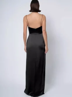 Robe de demoiselle d'honneur en tissu satiné robe de bal longueur au sol robe de soirée de mariage