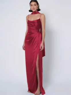 Robe de demoiselle d'honneur en tissu satiné robe de bal longueur au sol robe de soirée de mariage