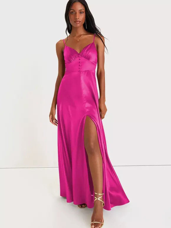 Robe de demoiselle d'honneur bretelles Spaghetti dos ouvert fente haute robes de bal de promo trapèze