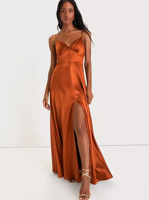 Robe de demoiselle d'honneur bretelles Spaghetti dos ouvert fente haute robes de bal de promo trapèze